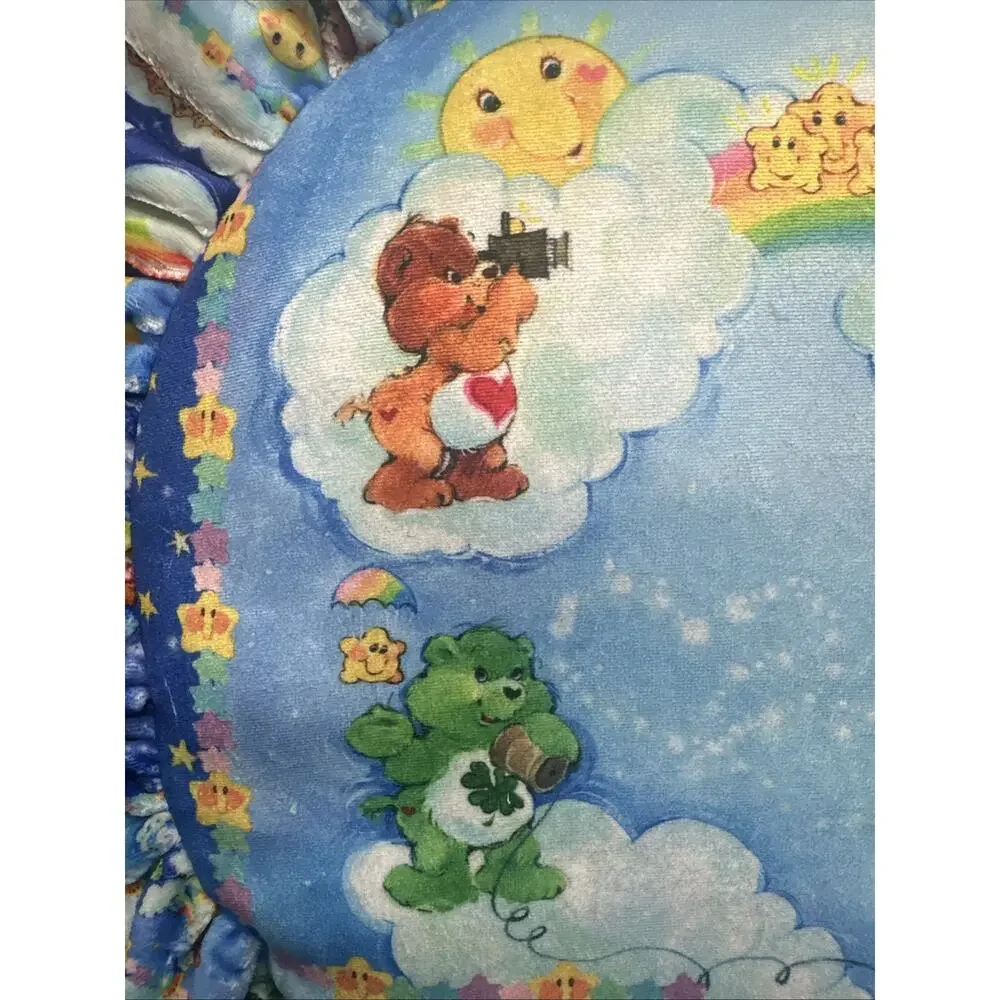 Care Bears Cloud Print Round Velour Throw Pillow Cloud Gazing Dolls Kill New
